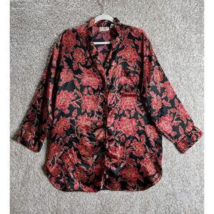 VTG 90s VICTORIAS SECRET  Nightgown Sleep Shirt Floral Robe Gold Label Medium